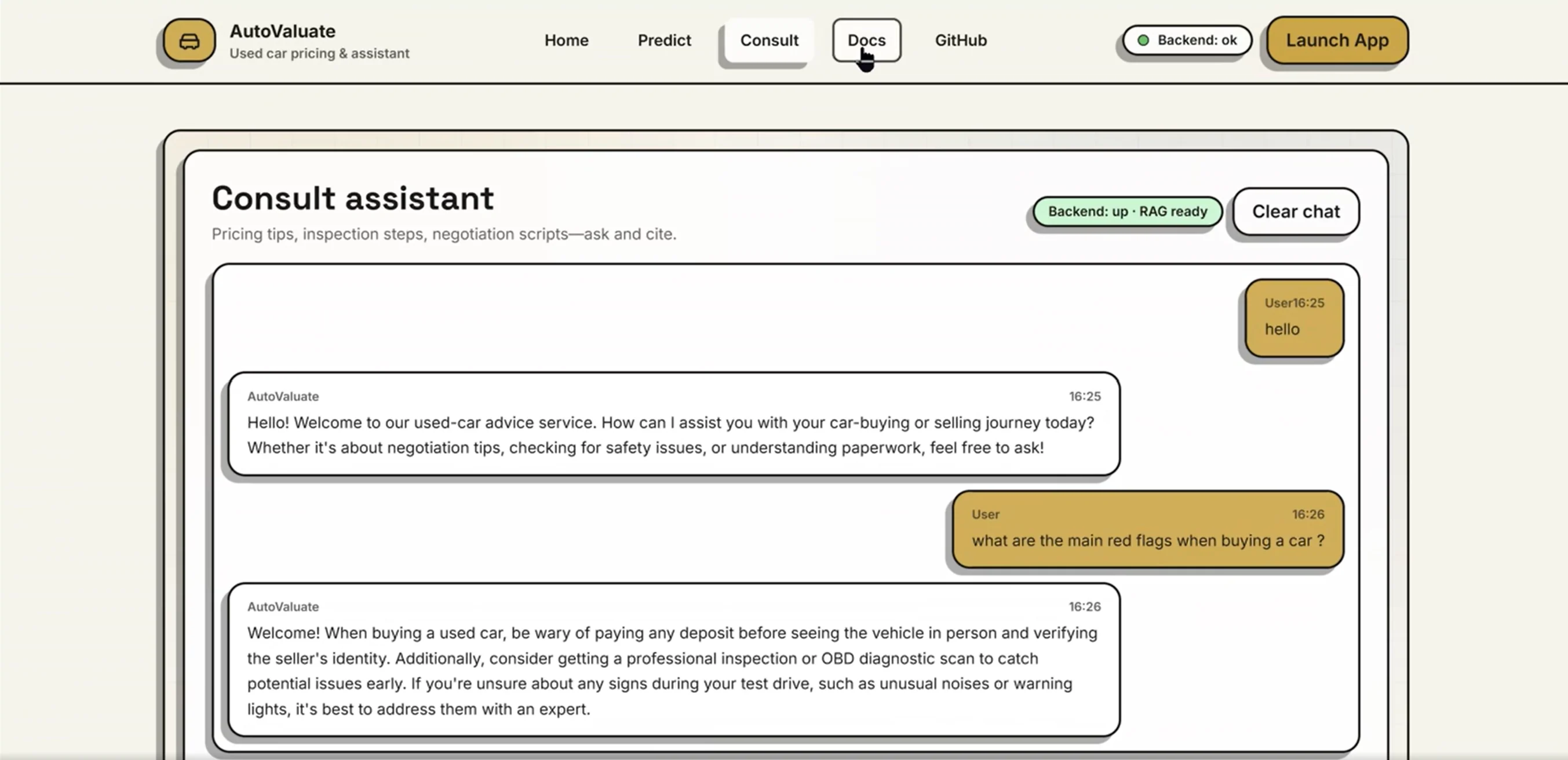AutoValuate: rag consultant