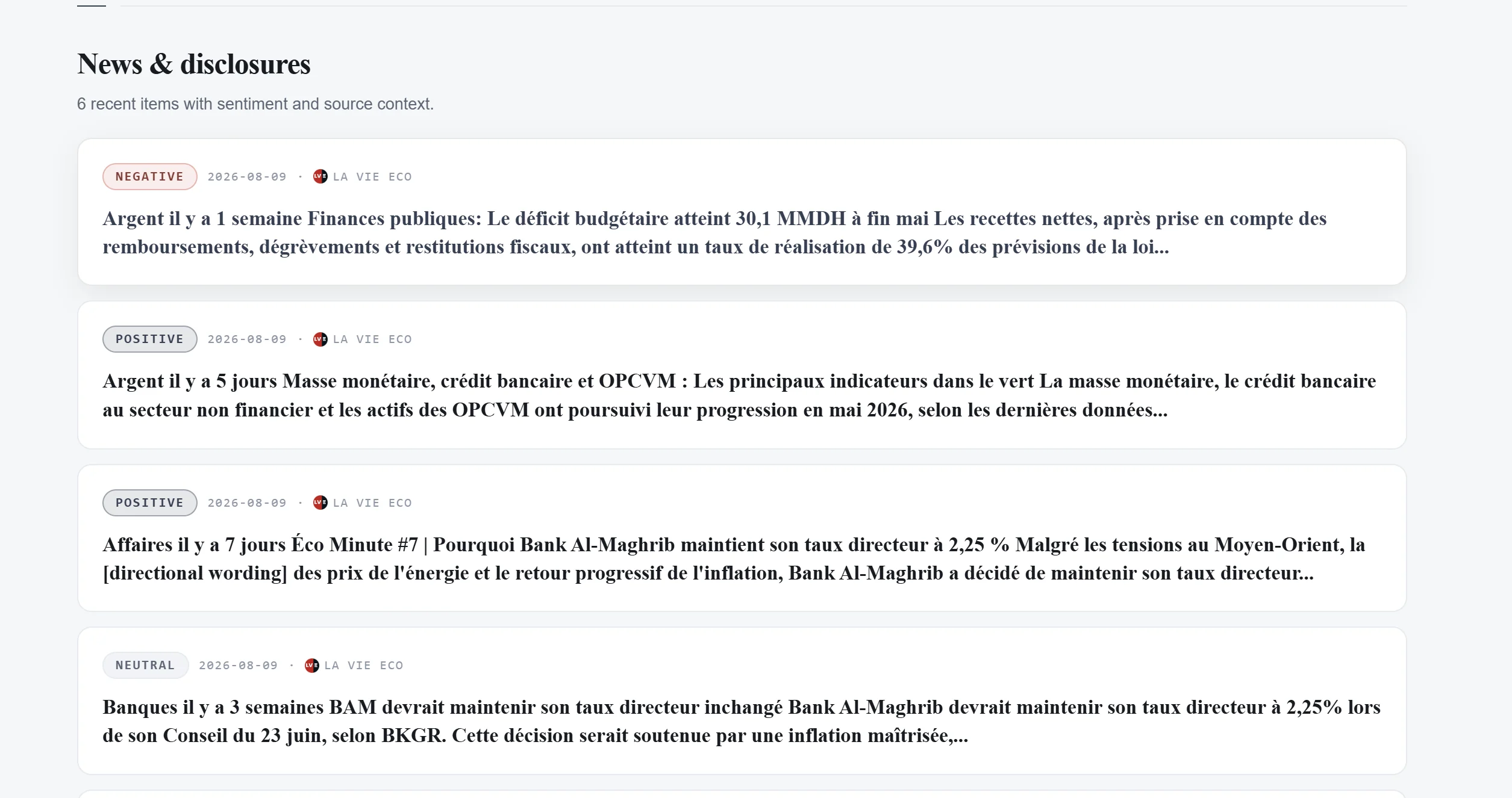 Casablanca Risk: stock news disclosures