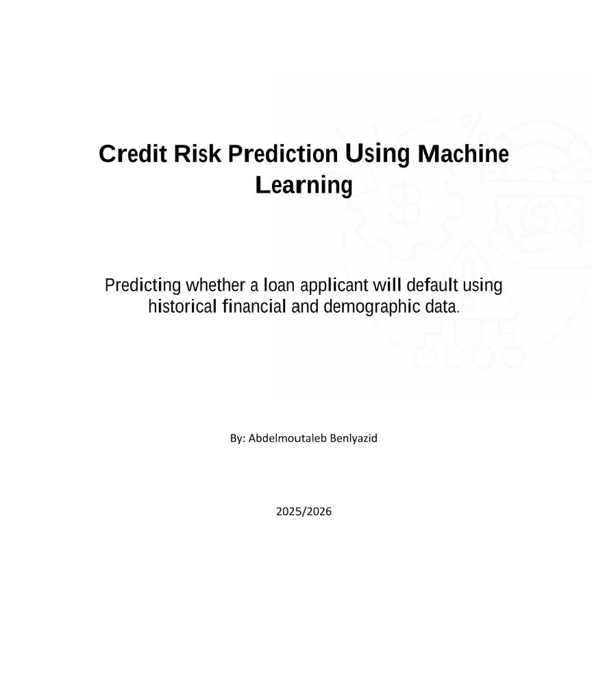 Credit Risk Prediction: report cover