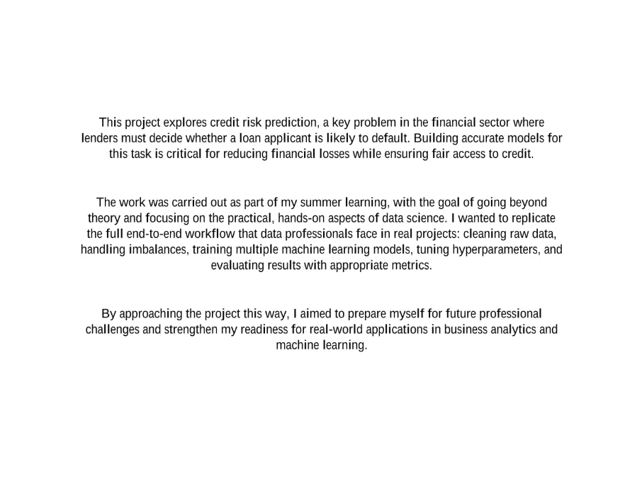 Credit Risk Prediction: project context