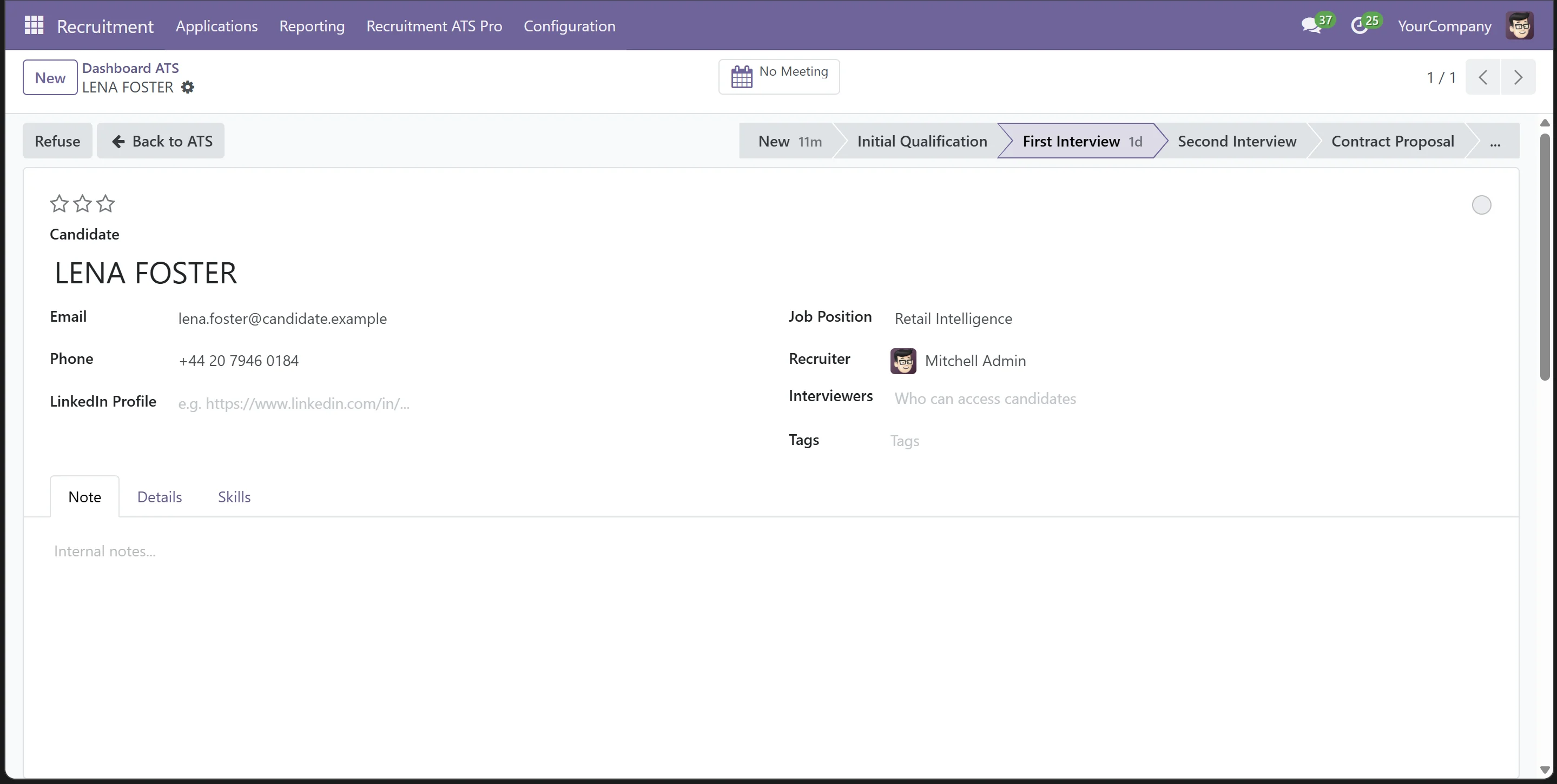 Recruitment ATS Pro: odoo applicant